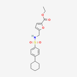 molecular formula C20H25NO5S B11510667 Furan-2-carboxylic acid, 5-[(4-cyclohexylbenzenesulfonylamino)methyl]-, ethyl ester 