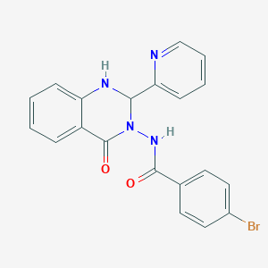 molecular formula C20H15BrN4O2 B11510683 4-bromo-N-(4-oxo-2-pyridin-2-yl-1,2-dihydroquinazolin-3-yl)benzamide 