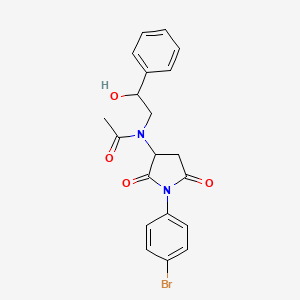 molecular formula C20H19BrN2O4 B11510691 N-[1-(4-bromophenyl)-2,5-dioxopyrrolidin-3-yl]-N-(2-hydroxy-2-phenylethyl)acetamide 