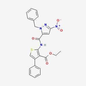 molecular formula C24H20N4O5S B11510762 Ethyl 2-(1-benzyl-3-nitro-1H-pyrazole-5-amido)-4-phenylthiophene-3-carboxylate 