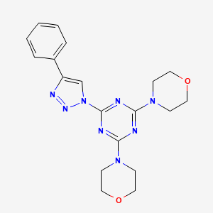 molecular formula C19H22N8O2 B11510768 4-[4-morpholino-6-(4-phenyl-1H-1,2,3-triazol-1-yl)-1,3,5-triazin-2-yl]morpholine 