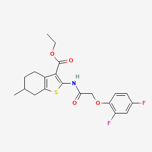 molecular formula C20H21F2NO4S B11510784 Ethyl 2-{[(2,4-difluorophenoxy)acetyl]amino}-6-methyl-4,5,6,7-tetrahydro-1-benzothiophene-3-carboxylate 