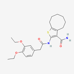 molecular formula C23H30N2O4S B11510786 2-{[(3,4-Diethoxyphenyl)acetyl]amino}-4,5,6,7,8,9-hexahydrocycloocta[b]thiophene-3-carboxamide 