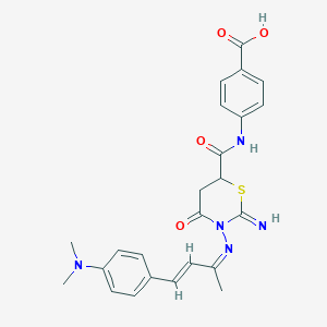 molecular formula C24H25N5O4S B11510808 4-({[3-({(2Z,3E)-4-[4-(dimethylamino)phenyl]but-3-en-2-ylidene}amino)-2-imino-4-oxo-1,3-thiazinan-6-yl]carbonyl}amino)benzoic acid 