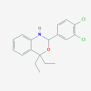 molecular formula C18H19Cl2NO B11510824 2-(3,4-dichlorophenyl)-4,4-diethyl-1,4-dihydro-2H-3,1-benzoxazine 