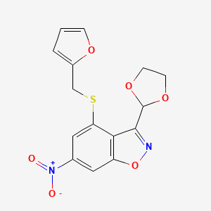 3-(1,3-Dioxolan-2-yl)-4-[(furan-2-ylmethyl)sulfanyl]-6-nitro-1,2-benzoxazole