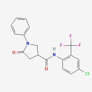 molecular formula C18H14ClF3N2O2 B11510872 N-[4-chloro-2-(trifluoromethyl)phenyl]-5-oxo-1-phenylpyrrolidine-3-carboxamide 