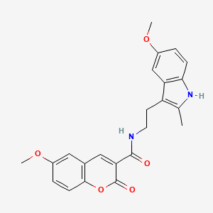 molecular formula C23H22N2O5 B11510887 6-methoxy-N-[2-(5-methoxy-2-methyl-1H-indol-3-yl)ethyl]-2-oxo-2H-chromene-3-carboxamide 