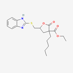 ethyl 5-[(1H-benzimidazol-2-ylsulfanyl)methyl]-2-oxo-3-pentyltetrahydrofuran-3-carboxylate (non-preferred name)