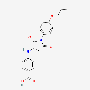 molecular formula C20H20N2O5 B11510906 4-{[2,5-Dioxo-1-(4-propoxyphenyl)pyrrolidin-3-yl]amino}benzoic acid 