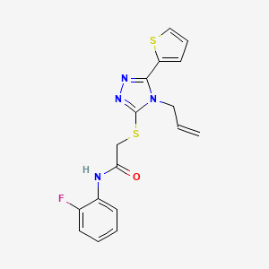 molecular formula C17H15FN4OS2 B11510940 N-(2-fluorophenyl)-2-{[4-(prop-2-en-1-yl)-5-(thiophen-2-yl)-4H-1,2,4-triazol-3-yl]sulfanyl}acetamide CAS No. 442656-29-3