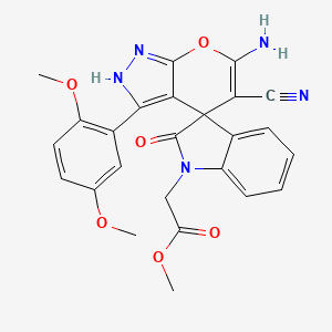 molecular formula C25H21N5O6 B11510966 methyl [6'-amino-5'-cyano-3'-(2,5-dimethoxyphenyl)-2-oxo-1'H-spiro[indole-3,4'-pyrano[2,3-c]pyrazol]-1(2H)-yl]acetate 