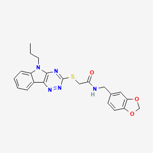 N-(1,3-benzodioxol-5-ylmethyl)-2-[(5-propyl-5H-[1,2,4]triazino[5,6-b]indol-3-yl)sulfanyl]acetamide