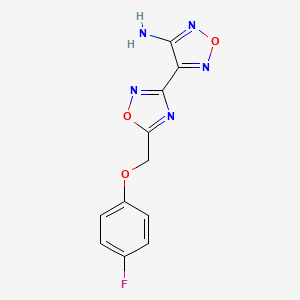 molecular formula C11H8FN5O3 B11511036 4-{5-[(4-Fluorophenoxy)methyl]-1,2,4-oxadiazol-3-yl}-1,2,5-oxadiazol-3-amine 