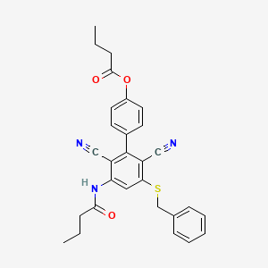 3'-(Benzylsulfanyl)-5'-(butanoylamino)-2',6'-dicyanobiphenyl-4-yl butanoate