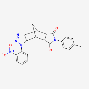 molecular formula C22H19N5O4 B11511132 6-(4-methylphenyl)-1-(2-nitrophenyl)-3a,4,4a,7a,8,8a-hexahydro-4,8-methano[1,2,3]triazolo[4,5-f]isoindole-5,7(1H,6H)-dione 