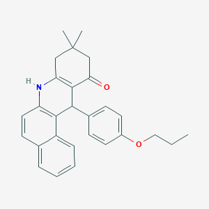 molecular formula C28H29NO2 B11511148 9,9-dimethyl-12-(4-propoxyphenyl)-8,9,10,12-tetrahydrobenzo[a]acridin-11(7H)-one 