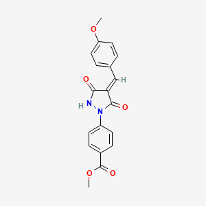 molecular formula C19H16N2O5 B11511156 4-[4-(4-Methoxy-benzylidene)-3,5-dioxo-pyrazolidin-1-yl]-benzoic acid methyl ester 