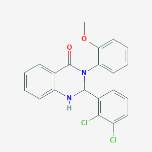 molecular formula C21H16Cl2N2O2 B11511170 2-(2,3-Dichloro-phenyl)-3-(2-methoxy-phenyl)-2,3-dihydro-1H-quinazolin-4-one 