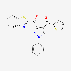 molecular formula C22H13N3O2S2 B11511212 1,3-benzothiazol-2-yl[1-phenyl-4-(thiophen-2-ylcarbonyl)-1H-pyrazol-3-yl]methanone 