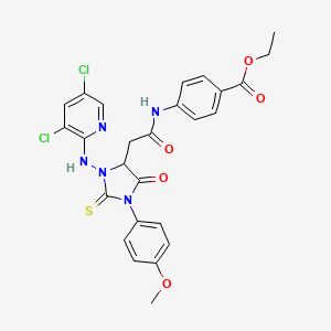 molecular formula C26H23Cl2N5O5S B11511231 Ethyl 4-[({3-[(3,5-dichloropyridin-2-yl)amino]-1-(4-methoxyphenyl)-5-oxo-2-thioxoimidazolidin-4-yl}acetyl)amino]benzoate 