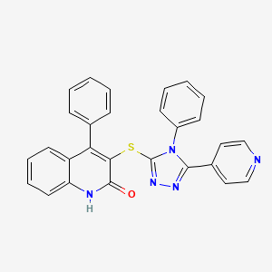 molecular formula C28H19N5OS B11511257 4-phenyl-3-{[4-phenyl-5-(pyridin-4-yl)-4H-1,2,4-triazol-3-yl]sulfanyl}quinolin-2-ol 