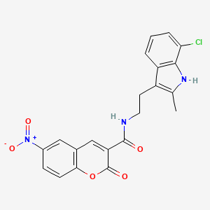 molecular formula C21H16ClN3O5 B11511297 N-[2-(7-chloro-2-methyl-1H-indol-3-yl)ethyl]-6-nitro-2-oxo-2H-chromene-3-carboxamide 