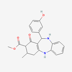 molecular formula C22H22N2O4 B11511373 methyl 11-(3-hydroxyphenyl)-3-methyl-1-oxo-2,3,4,5,10,11-hexahydro-1H-dibenzo[b,e][1,4]diazepine-2-carboxylate 