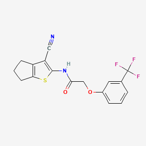 molecular formula C17H13F3N2O2S B11511377 N-(3-cyano-5,6-dihydro-4H-cyclopenta[b]thiophen-2-yl)-2-[3-(trifluoromethyl)phenoxy]acetamide 