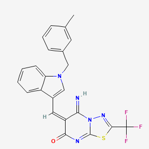 (6E)-5-imino-6-{[1-(3-methylbenzyl)-1H-indol-3-yl]methylidene}-2-(trifluoromethyl)-5,6-dihydro-7H-[1,3,4]thiadiazolo[3,2-a]pyrimidin-7-one