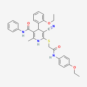 molecular formula C32H32N4O4S B11511441 5-cyano-4-(2-ethoxyphenyl)-6-({2-[(4-ethoxyphenyl)amino]-2-oxoethyl}sulfanyl)-2-methyl-N-phenyl-1,4-dihydropyridine-3-carboxamide 