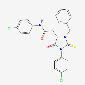 2-[3-benzyl-1-(4-chlorophenyl)-5-oxo-2-thioxoimidazolidin-4-yl]-N-(4-chlorophenyl)acetamide