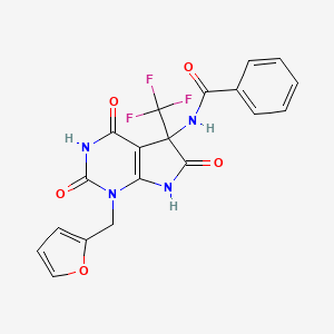 N-[1-(furan-2-ylmethyl)-2,4,6-trioxo-5-(trifluoromethyl)-2,3,4,5,6,7-hexahydro-1H-pyrrolo[2,3-d]pyrimidin-5-yl]benzamide