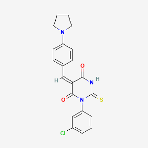 (5E)-1-(3-chlorophenyl)-5-[4-(pyrrolidin-1-yl)benzylidene]-2-thioxodihydropyrimidine-4,6(1H,5H)-dione