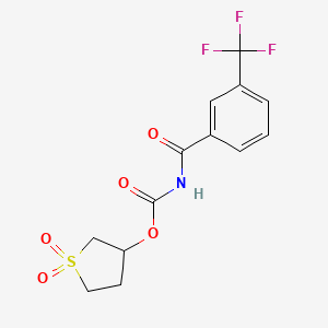 molecular formula C13H12F3NO5S B11511508 1,1-Dioxidotetrahydrothiophen-3-yl {[3-(trifluoromethyl)phenyl]carbonyl}carbamate 