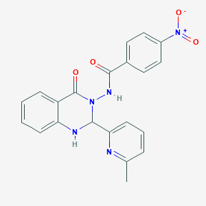 molecular formula C21H17N5O4 B11511520 N-[2-(6-methylpyridin-2-yl)-4-oxo-1,4-dihydroquinazolin-3(2H)-yl]-4-nitrobenzamide 