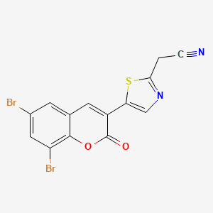 molecular formula C14H6Br2N2O2S B11511521 [5-(6,8-dibromo-2-oxo-2H-chromen-3-yl)-1,3-thiazol-2-yl]acetonitrile 