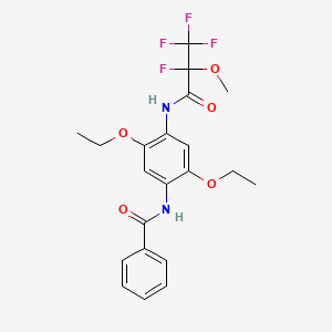 molecular formula C21H22F4N2O5 B11511536 N-{2,5-diethoxy-4-[(2,3,3,3-tetrafluoro-2-methoxypropanoyl)amino]phenyl}benzamide 