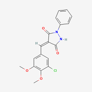 (4E)-4-[(3-chloro-4,5-dimethoxyphenyl)methylidene]-1-phenylpyrazolidine-3,5-dione