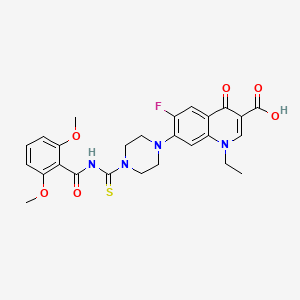 molecular formula C26H27FN4O6S B11511571 7-[4-[(2,6-Dimethoxybenzoyl)carbamothioyl]piperazin-1-yl]-1-ethyl-6-fluoro-4-oxoquinoline-3-carboxylic acid 