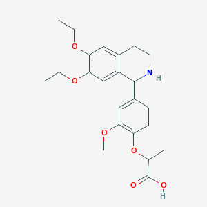 molecular formula C23H29NO6 B11511580 2-[4-(6,7-Diethoxy-1,2,3,4-tetrahydroisoquinolin-1-yl)-2-methoxyphenoxy]propanoic acid 