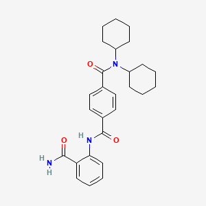 molecular formula C27H33N3O3 B11511601 N'-(2-carbamoylphenyl)-N,N-dicyclohexylbenzene-1,4-dicarboxamide 