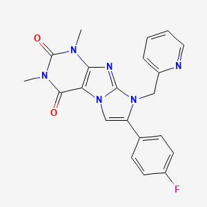 molecular formula C21H17FN6O2 B11511604 7-(4-fluorophenyl)-1,3-dimethyl-8-(pyridin-2-ylmethyl)-1H-imidazo[2,1-f]purine-2,4(3H,8H)-dione 