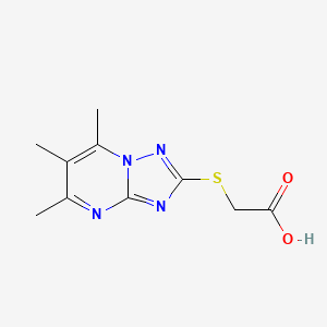 molecular formula C10H12N4O2S B11511622 (5,6,7-Trimethyl-[1,2,4]triazolo[1,5-a]pyrimidin-2-ylsulfanyl)-acetic acid 