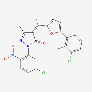 (4Z)-4-{[5-(3-chloro-2-methylphenyl)furan-2-yl]methylidene}-2-(5-chloro-2-nitrophenyl)-5-methyl-2,4-dihydro-3H-pyrazol-3-one