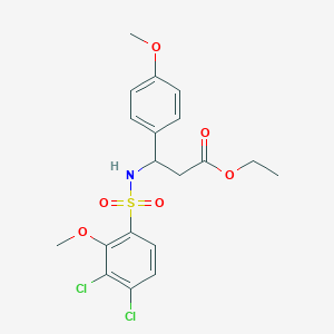 molecular formula C19H21Cl2NO6S B11511637 Ethyl 3-{[(3,4-dichloro-2-methoxyphenyl)sulfonyl]amino}-3-(4-methoxyphenyl)propanoate 