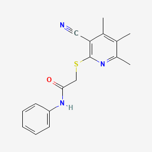 molecular formula C17H17N3OS B11511638 2-[(3-cyano-4,5,6-trimethylpyridin-2-yl)sulfanyl]-N-phenylacetamide 