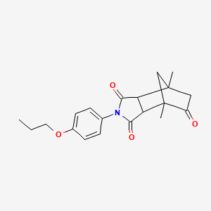 molecular formula C20H23NO4 B11511664 4,7-dimethyl-2-(4-propoxyphenyl)tetrahydro-1H-4,7-methanoisoindole-1,3,5(2H,4H)-trione 