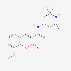 molecular formula C22H28N2O3 B11511695 2-oxo-8-(prop-2-en-1-yl)-N-(2,2,6,6-tetramethylpiperidin-4-yl)-2H-chromene-3-carboxamide 