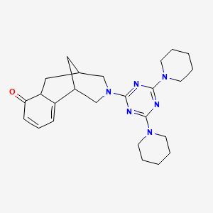 molecular formula C25H34N6O B11511701 3-[4,6-di(piperidin-1-yl)-1,3,5-triazin-2-yl]-2,3,4,5,6,6a-hexahydro-1,5-methano-3-benzazocin-7(1H)-one 